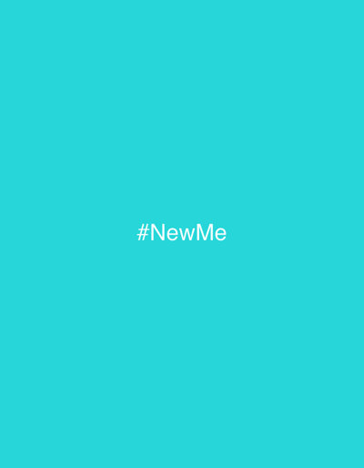 The image, identified as relevant to or originating from the city of Ramat HaSharon, Israel, displays a full-frame, uniform teal-blue background. Centered on this monochromatic field are the white characters forming the text "#NewMe". No individuals, additional objects, specific actions, or interactions are depicted within the visual frame. The environment is an abstract, consistent color field.