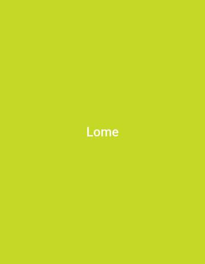 A plain, vibrant, lime-green background fills the frame. Centered in the middle of the image, in a large, white, sans-serif font, is the word "Lome". The text is crisp and clear. No other objects, people, or discernible scene elements are present in the media file. The image appears to be a simple graphic or title card, with no indication of time of day, weather, specific location cues within Gulak, Nigeria, or any particular emotions conveyed by the visual. The focus is solely on the color and the single word displayed.