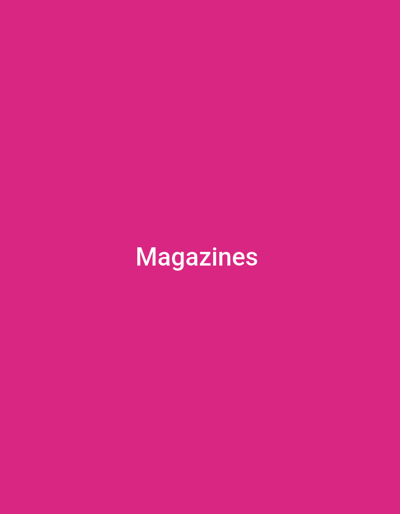 This is a digital image of a plain, bright pink background. Centered on the image, in white text, is the word "Magazines". There are no other subjects, activities, or details visible in the image.