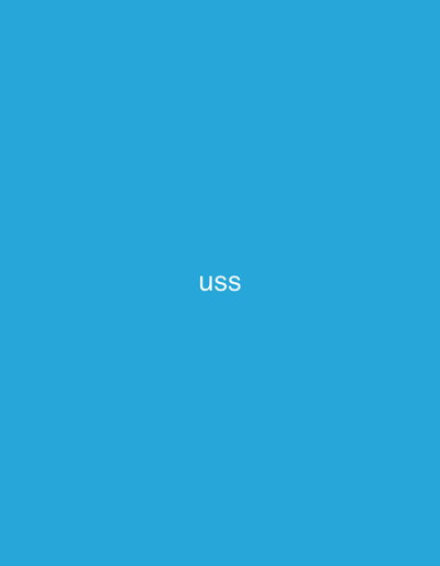 The image displays a uniform, solid medium-blue background. Centered horizontally and vertically on this field are the three lowercase white letters "uss" rendered in a sans-serif typeface. No other elements, such as people, objects, actions, or environmental features, are present. The image contains no visual indicators or contextual information to suggest a specific geographic location, including the city of Casablanca, Morocco.