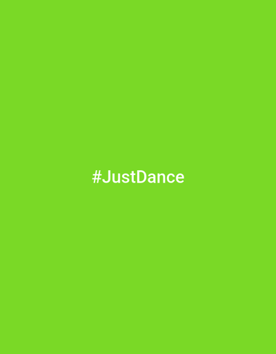 The image is a plain, solid bright green background. Centered on the image is white text that reads "#JustDance". There are no other objects or people depicted. The location in Dunnae-myeon, South Korea is not ascertainable from the image.