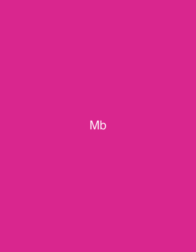 The image displays a solid, vibrant magenta background. Centered horizontally and slightly below the vertical midline is the white text "Mb". The text is rendered in a sans-serif typeface, with an uppercase 'M' and a lowercase 'b'. No other subjects, objects, or environmental details are present in the scene. There are no visual cues within the image to indicate a specific geographic location, including Dar Bouazza, Morocco.
