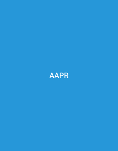 The image displays the white, capitalized, sans-serif text "AAPR" centrally positioned against a uniform, solid blue background. This visual is presented within the context of the city of Casablanca, Morocco. The scene is devoid of any additional visual elements such as people, objects, actions, interactions, or specific environmental features that would denote a physical location within Casablanca or elsewhere, focusing entirely on the textual element.