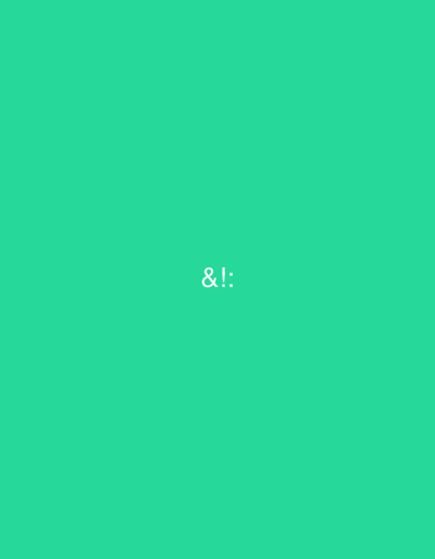 The image is a solid, bright teal background with the white text "&!:" centered horizontally and vertically on the screen. There are no people, objects, or actions depicted. The image is not from Casablanca, Morocco.