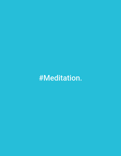 The image is a plain blue background with the text "#Meditation." in white, centered on the screen. There are no people, objects, or discernible environmental features in the image, and no information about its location in Za Rodinu, Russia is present.