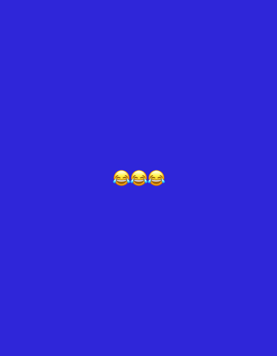 The image shows a plain blue background with three emoji laughing faces arranged horizontally in the center. There is no indication of any location in Tanger, Morocco.