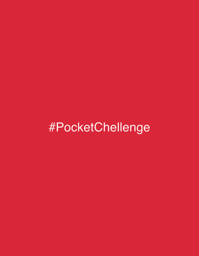 The image is a plain red background with white text in the center that reads "#PocketChallenge". There are no people, objects, or actions visible in the image, and it does not depict any location in Bat Yam, Israel.
