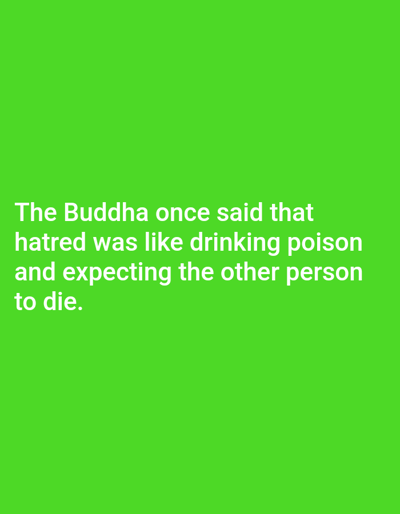 The image is a solid green background with the following text in white, centered on the page: "The Buddha once said that hatred was like drinking poison and expecting the other person to die." The latitude and longitude coordinates provided (26.751, 80.924) correspond to a location in Lucknow, India. There are no people, subjects, objects, actions, interactions, or environment depicted in the image.