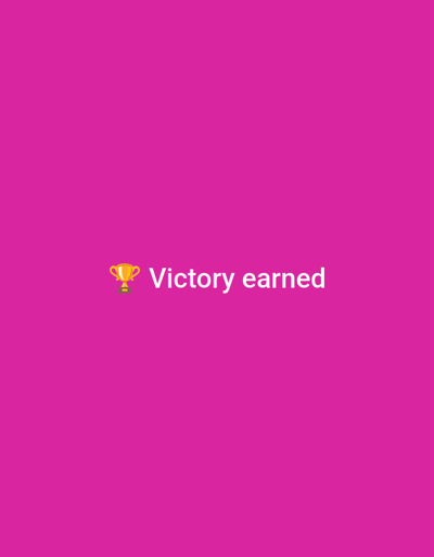 This image features a bright pink background with a golden trophy emoji to the left of white text that reads "Victory earned". There is no indication of location in the city of Safi, Morocco. The image is a simple graphic with text and an emoji.