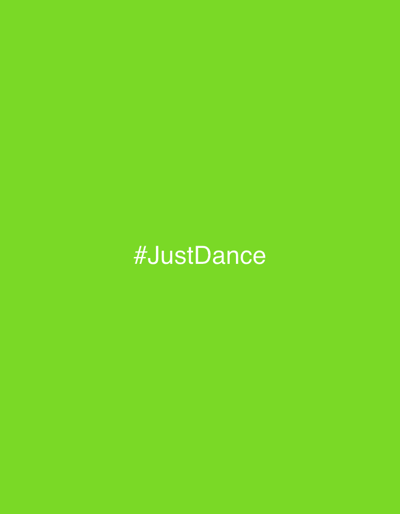 A bright green background occupies the entirety of the image, creating a vibrant and uniform canvas. Centered on this background is the white text "#JustDance". The text is rendered in a clean, sans-serif font, with the hashtag symbol preceding the words "Just Dance". There are no other discernible objects, people, or environmental features present in the image. The location of Isola delle Femmine, Italy, is not depicted or suggested by any visual elements within this image.