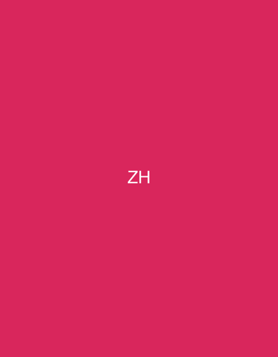The image presents a flat, uniform deep pink background, approximately Hex #D8215F. Centered both horizontally and vertically on this monochromatic surface are two uppercase, sans-serif white letters: "ZH". No other subjects, objects, people, or environmental details are depicted within the frame. The image offers no visual information or contextual cues to indicate a specific physical location, including the city of Dar Bouazza, Morocco, or any other geographical setting.