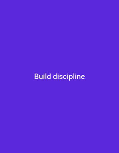 The image shows white text on a solid purple background. The text reads "Build discipline". The location in Safi, Morocco is not discernible from the image.