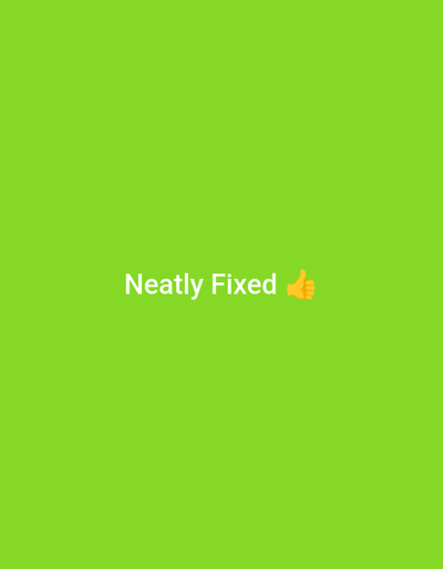 The image is a digital graphic with a solid bright green background. Centered on the background are the words "Neatly Fixed" in white sans-serif font. To the right of the text is an orange thumbs-up emoji. There is no indication of the city of Shaba, Nigeria, or any other geographical location.