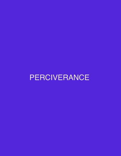 The image displays the word "PERCIVERANCE" in white, all-caps sans-serif font centered on a solid, vibrant purple background. There are no other objects, people, or environmental details present in the image. The location in the city of Kuson, Nigeria, is not determinable from this image.