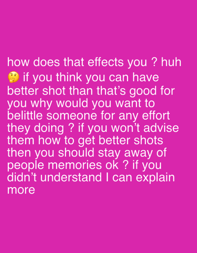 Here is a description of the image:
The image is a pink rectangle with white text in the center. The text is a paragraph of questions and statements about belittling someone's efforts and the importance of advising people on how to improve. There is a thinking face emoji.