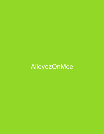 The image displays a solid, vibrant lime green background. Centered horizontally and vertically on this background is the text "AlleyezOnMee" rendered in a clean, white, sans-serif font. The text is presented in a mixed-case style, with the 'A' and 'O' capitalized while other letters are lowercase. There are no other subjects, objects, or activities depicted, nor are there any indications of time of day, weather, or specific locations. The image is minimalist, focusing solely on the text against the colored backdrop.
