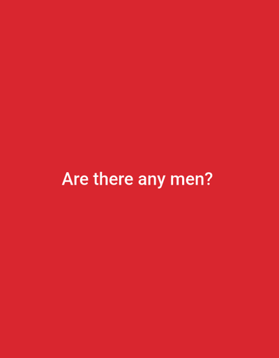 The image is a plain red background with white text that reads "Are there any men?". There is no visible information about the city of Homyel, Belarus, or any discernible scene.