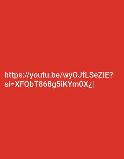 The image features a red background with a YouTube URL. The URL reads "https://youtu.be/wyOJflSeZIE?si=XFQbt868g5iKYm0X¿l". The text is centered horizontally and vertically within the frame, presented in a simple, sans-serif font. The red color is the dominant element, serving as a stark backdrop for the highlighted web address.