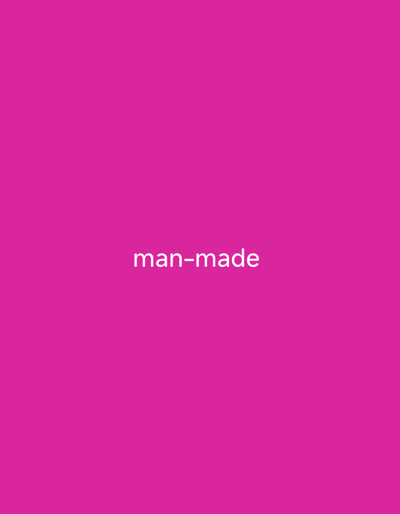 The image is a solid pink background with the text "man-made" in white lettering centered in the lower half of the frame. There are no discernible subjects, objects, scenes, activities, or events. The text is the only notable detail, and it is not accompanied by any contextual information regarding time of day, weather, or specific location. The emotional tone is neutral, owing to the simplicity and lack of dynamic elements. The location context of Unknown, Nigeria is provided but not visually evident in the image itself.