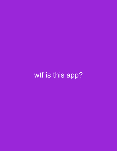 The image is a plain purple background with white text that reads "wtf is this app?". There are no people, objects, actions, interactions, or environmental details visible. The location in Shahtinsk, Kazakhstan, is not depicted or implied by the image.