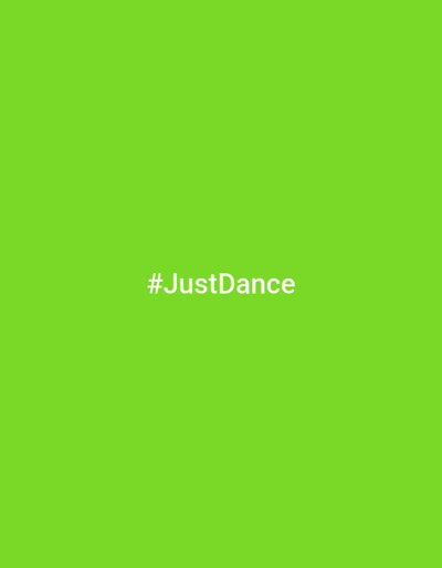 This is a media file featuring a solid, bright lime green background. Centered on the background is the text "#JustDance" in white, sans-serif font. There are no people, objects, or specific scenes depicted. The image is likely a graphic or a title card, possibly for a social media campaign or a video. There are no discernible cues about the time of day, weather, or specific location beyond the provided context of Portland, United States of America, which is not visually represented in the image itself. The overall emotion evoked is neutral and clean due to the simplicity of the design.
