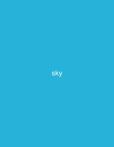 A close-up, eye-level, outdoor shot shows the word "sky" written in white, capital letters against a solid, vibrant blue background. The text is centered horizontally and positioned in the lower third of the frame. The blue background is uniform, suggesting it could be a clear sky or a digitally generated image. There are no other discernible objects, people, or environmental features visible in the image.