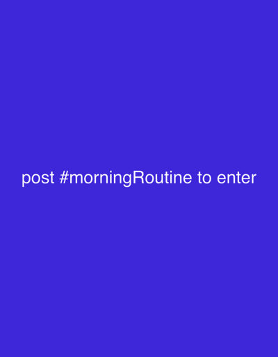 The image is a solid blue background with white text that reads "post #morningRoutine to enter". There are no discernible features related to the city of Kemerovo, Russia.