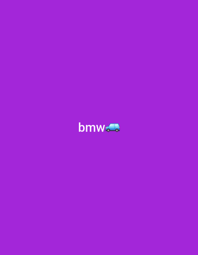 The image is a plain purple background with the text "bmw" and a blue car emoji in the center. There are no people, specific scenes, or detailed setting information visible. The time of day and weather are not discernible. The only text present is "bmw" and the car emoji. The location context of Homyel, Belarus, cannot be inferred from the image itself.