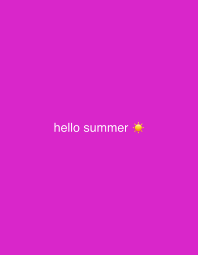 The image is a digital graphic with a solid bright pink background. In the center of the frame, the words "hello summer" are displayed in white, sans-serif text. To the right of the text is a yellow sun emoji. There are no people, buildings, or any other contextual elements visible in the image. There is no information within the image to suggest a location in Plovdiv, Bulgaria.