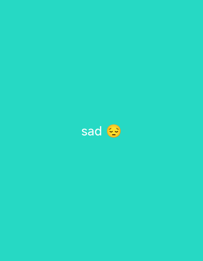 The image displays the word "sad" in white text, accompanied by a sad face emoji, centered against a plain teal background. There are no discernible people, objects, actions, or interactions, and no specific location information such as Ashata, Nigeria can be inferred from the image.