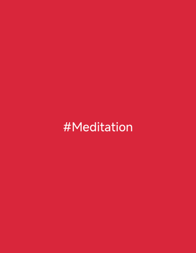 The image is a plain red background with white text in the center that reads "#Meditation". There is no discernible location in the city of Nathon, Thailand, or any people, subjects, objects, actions, or interactions.