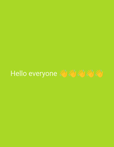 The image shows a light green background with white text that reads "Hello everyone" on the left side. To the right of the text, there are five clapping hand emojis, also appearing to be yellow in color. The image is a screenshot or a graphic design, not a photograph of a physical location. There is no information or visual cue within the image that indicates its location in the city of Criuleni, Moldova.