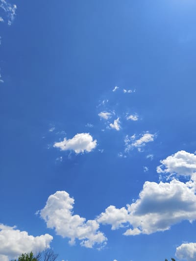This media file depicts a clear blue sky with scattered white clouds. The clouds range in size from small, wispy formations to larger, more defined cumulus clouds. Some of the clouds have a fluffy, cotton-like appearance, while others are more stretched and thin. The sky is bright, suggesting it is daytime.
In the lower part of the image, the tops of trees are visible, with green foliage and bare branches, indicating a possible park or wooded area. The scene is peaceful and natural, with no people or man-made objects prominently featured. The weather appears to be fair and sunny, typical for a pleasant day.
The image does not contain any visible text. The overall mood is serene and expansive, focusing on the beauty of the sky. The location context of Parkany, Moldova, suggests this is an outdoor scene in that region.