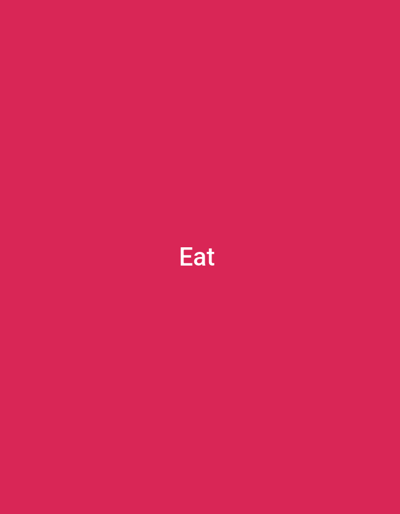 The image is a solid pink background with the word "Eat" written in white text in the center. There are no people, objects, or environmental elements visible in the image. The location of Gwoza, Nigeria is not depicted.