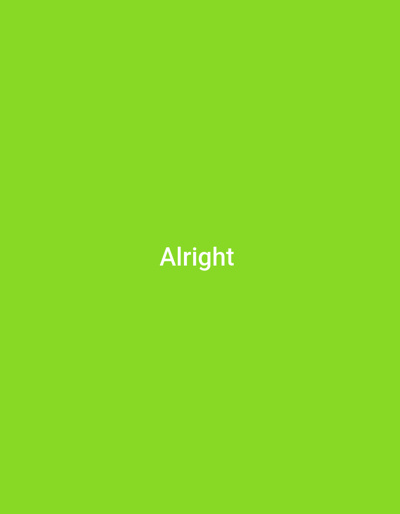 The image is a solid bright green background with the word "Alright" centered in white, sans-serif text. There are no other objects or people visible. The image is not located in Gulak, Nigeria, as there are no discernible geographical or environmental features to indicate a location.