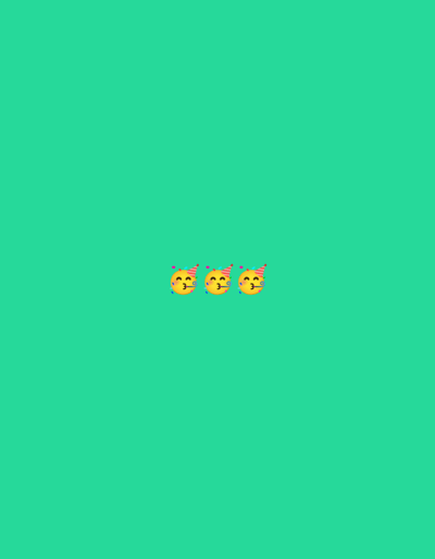 Three kissing face emojis wearing party hats are displayed in the center of the image. The background is a solid, vibrant green color. There is no indication of the city of Biliaivka, Ukraine, in the image.