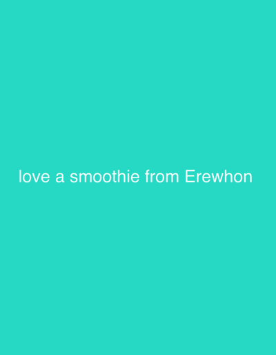 The image is a turquoise background with the text "love a smoothie from Erewhon" in white. There is no location information or details about Ferno, Italy.
