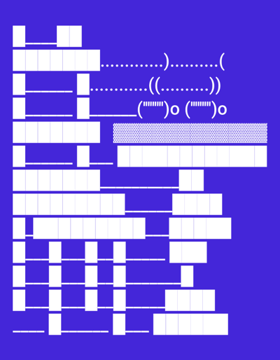 The image is a digital graphic with a purple background. It features a complex arrangement of white rectangular shapes, some of which are subdivided into smaller squares by thin white lines, resembling a grid or a flowchart. Scattered throughout the composition are dotted lines and various punctuation marks, including parentheses, quotation marks, and the letter "o". Some of the white rectangles contain dense patterns of small dots.

The arrangement of shapes and symbols suggests a visual representation of data, a process, or a diagram. There are no discernible subjects like people or recognizable objects, nor is there a clear depiction of a scene or setting beyond the abstract graphic design. The activity implied is purely visual and abstract, likely related to information organization or digital art. No specific time of day, weather, or location cues are present, and no emotions can be inferred from the design. The visible text consists solely of punctuation marks and the letter "o". The context of Balakovo, Russia, is not visually represented in the image itself.