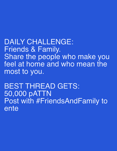 This image contains text on a blue background. The text reads: "DAILY CHALLENGE: Friends & Family. Share the people who make you feel at home and who mean the most to you. BEST THREAD GETS 50,000 pATTN Post with #FriendsAndFamily to ente". There is no information about Montfermeil, France in this image.