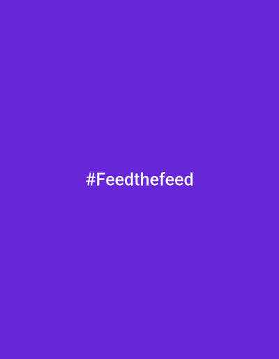 The image is a social media graphic with a plain, vibrant purple background. Centered on the background, in white text, is the hashtag "#Feedthefeed". There are no people, objects, or scene details visible in the image, nor is there any activity or event taking place. The text is the sole element of note. The provided location context of "Новостройка, Russia" is not reflected in the visual content of the image itself.