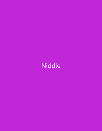 This media file is a static image with a solid purple background. In the center of the image, the word "Niddle" is displayed in white text. There are no discernible subjects, activities, or notable details related to time of day, weather, location cues, or emotions. The text is the only element present in the image.