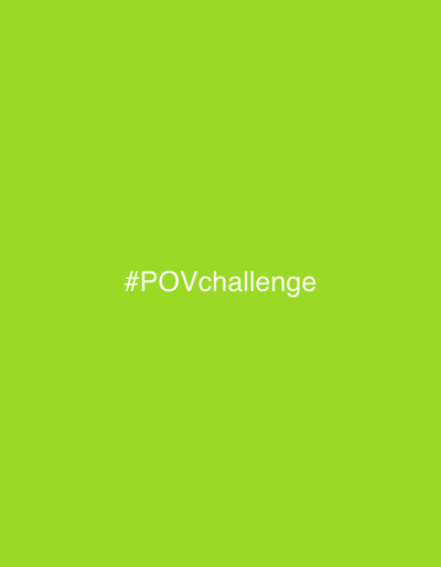The image is a solid green field with the text "#POVchallenge" in white, located centrally. There are no indications of a specific location in Craiova, Romania, or any other discernible subjects, objects, actions, interactions, or environment.