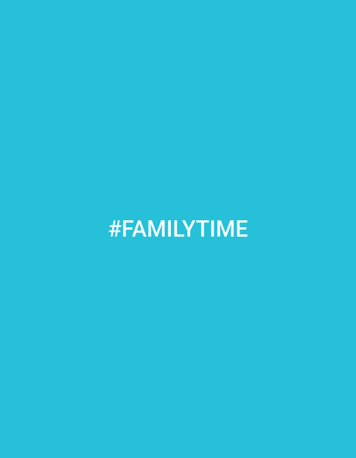 The image is a still graphic with a plain cyan background and white text centered horizontally. The text reads "#FAMILYTIME". The location in the city of Incheon, South Korea is not specified or discernible from the image. There are no people, subjects, objects, or actions depicted.