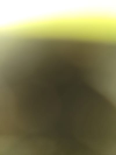 This image is an abstract and out-of-focus photograph with a horizontal gradient of colors. The top of the image transitions from white to a bright, almost neon yellow. This yellow band narrows as it moves down the image, eventually blending into a muted, olive-green hue that dominates the lower portion of the frame. The overall impression is one of soft light and indistinct forms, with no discernible objects, people, or identifiable elements of a city or landscape. The location within the city of Hlusk, Belarus, cannot be determined from this image.