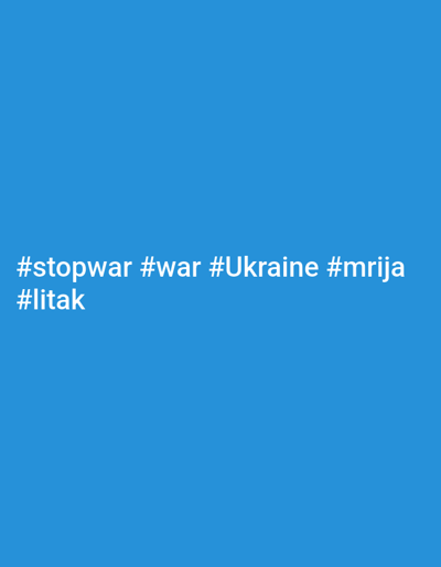 The image is a solid blue background with the following white hashtags at the bottom: #stopwar #war #Ukraine #mrija #litak. There is no indication of the city of Ko Pha-ngan, Thailand.