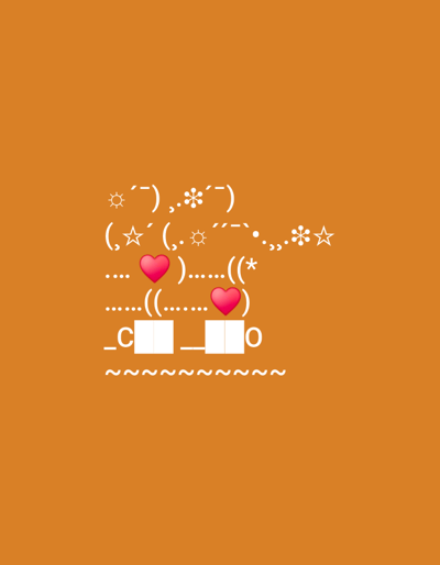The image contains ASCII art with emojis on an orange background. There are no people, objects, actions, interactions, or environmental elements that can be used to determine a location in the city of Balakovo, Russia, or any other location.