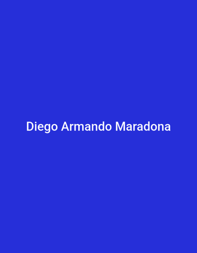 The scene is situated within the city of Koulamoutou, Gabon. The image itself presents a solid royal blue rectangular field. Centrally positioned against this blue background are the words "Diego Armando Maradona," rendered in white uppercase sans-serif text. No other visual subjects, objects, individuals, actions, interactions, or environmental features are depicted within the image frame.