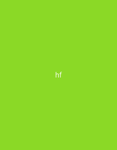 The image is a solid bright green background with the white text "hf" centered. There is no identifiable location, city, or any other contextual information within the image.