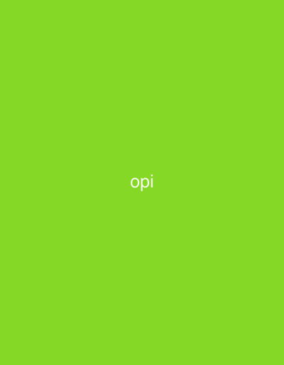 The image features a solid, bright lime green background. Centered horizontally and vertically on this vibrant green field, the word "opi" is displayed in white, lowercase, sans-serif letters. There are no other discernible subjects, objects, or activities depicted in the media file. The background is uniform in color, suggesting a flat graphic rather than a photographic scene. No specific time of day, weather, or location cues are visible within the image content.