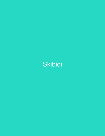 The image is a solid turquoise background with the word "Skibidi" in white text centered horizontally and slightly above the vertical center. The word is spelled out in a simple, sans-serif font. There are no other objects, people, or discernible environmental features in the image.